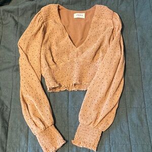 Storia Long Sleeve Polka Dot Crop Top Small